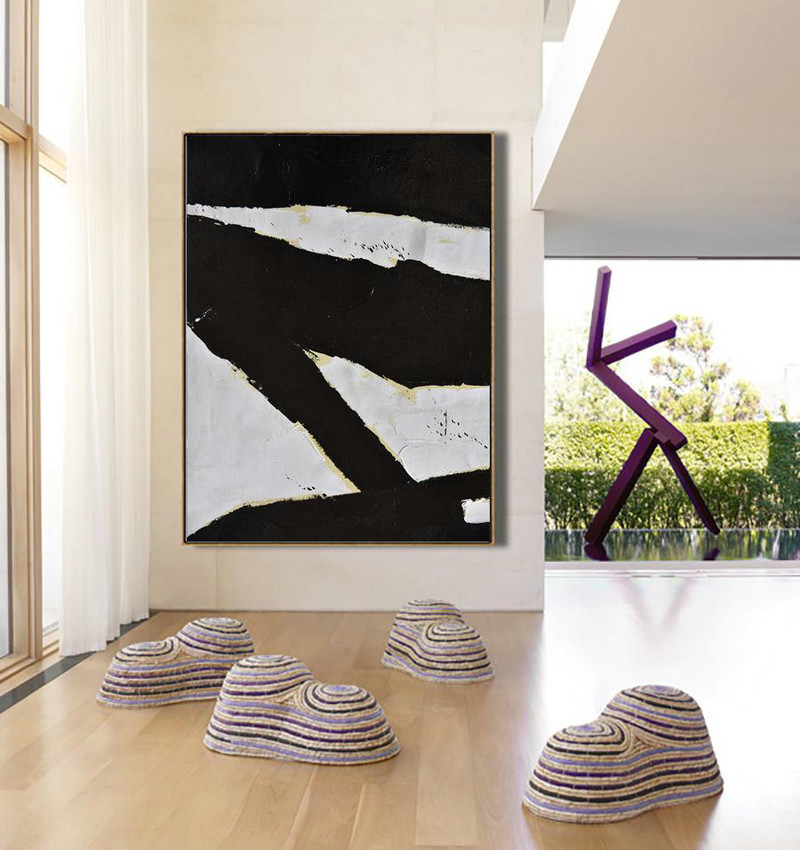 Hand Made Abstract Art,Minimalist Painting On Canvas, Palette Knife Vertical Minimal Art - Large Oil Canvas Art